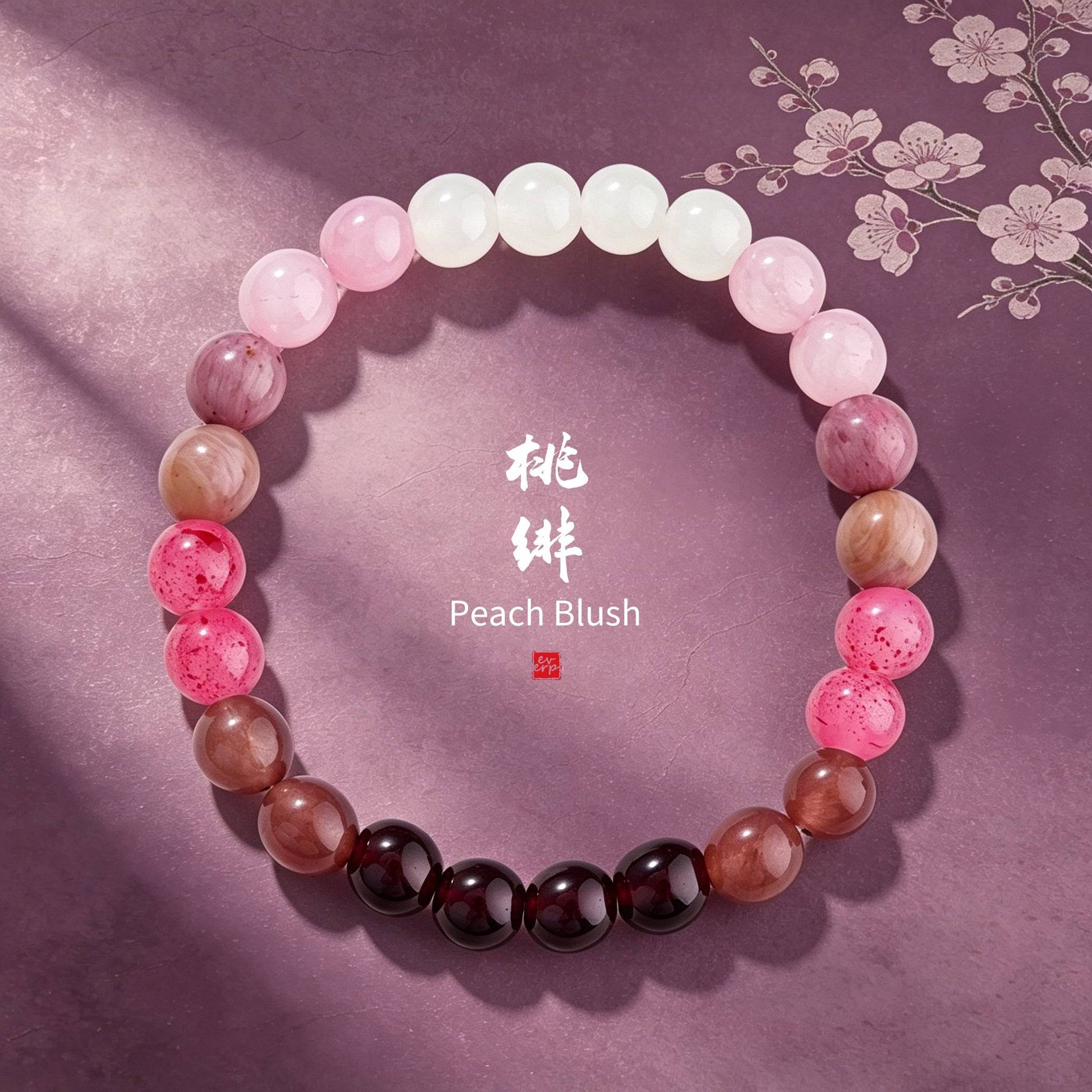 Lifestyle view of the Ever P. purple strawberry quartz beaded bracelet, showcasing its elegant fit as an everyday healing crystal piece.