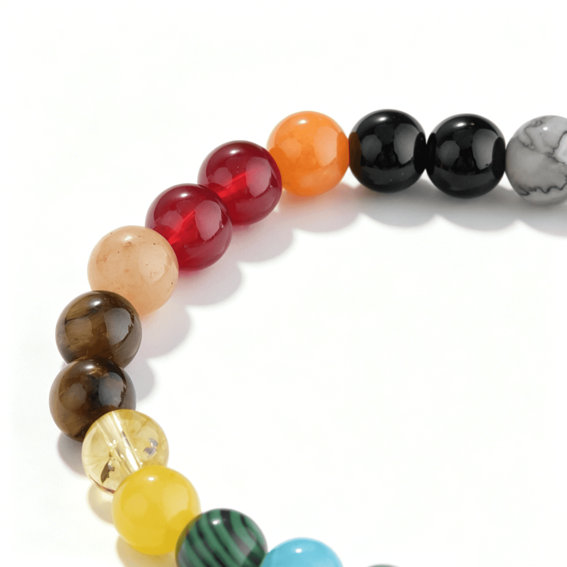 Ever P. natural rainbow strawberry quartz beaded bracelet, a colorful healing crystal bracelet for joy and chakra balance.