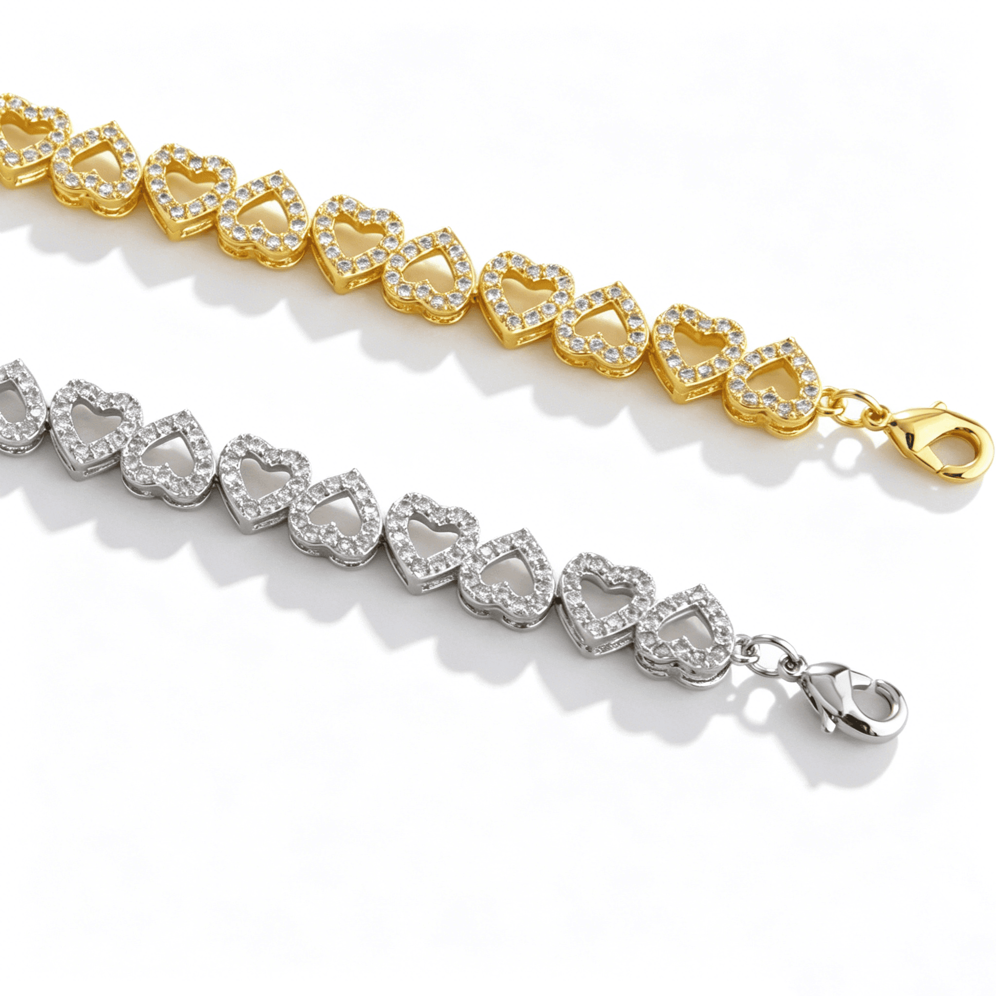 Ever P. romantic double heart jewelry, an ideal heart bracelet gift for anniversaries or Valentine's Day.