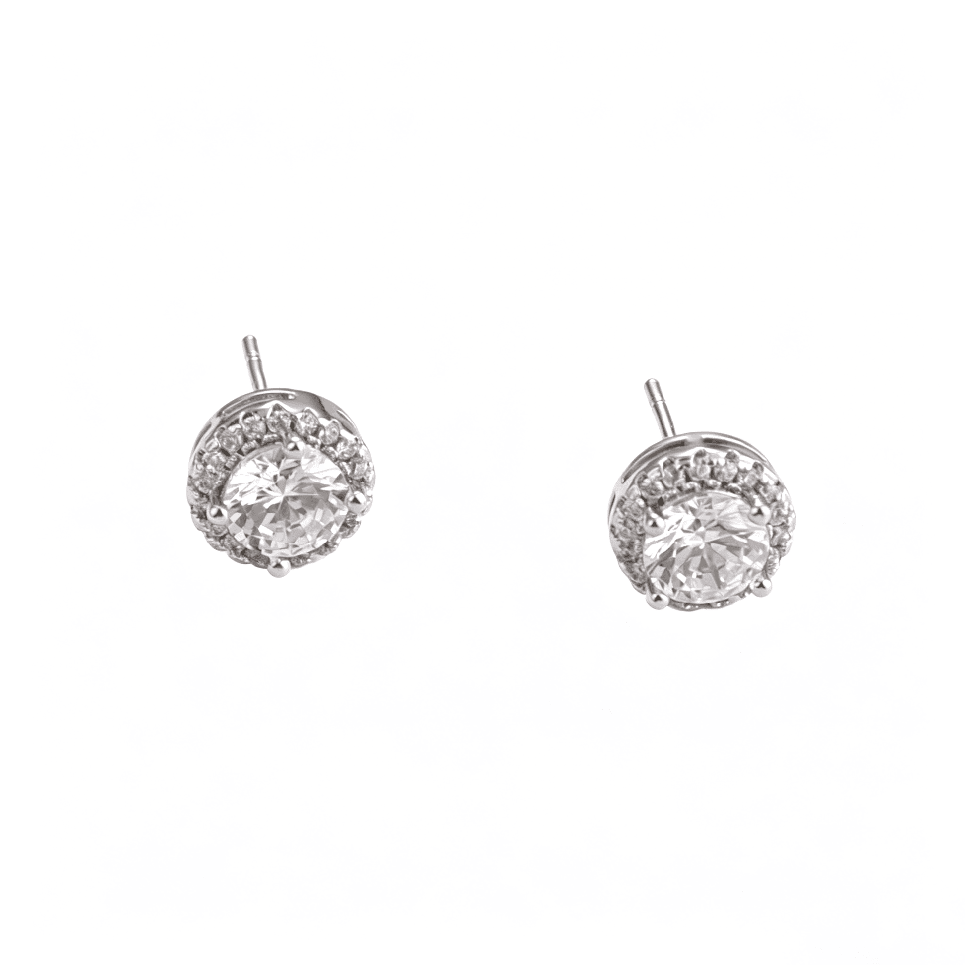 Elegant studio product layout of the minimalist cubic zirconia earrings, perfect for capsule wardrobe daily wear or a luxury gift.