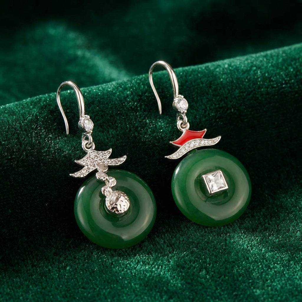 High-definition texture of the translucent red donut disc on 18K gold plated earrings.