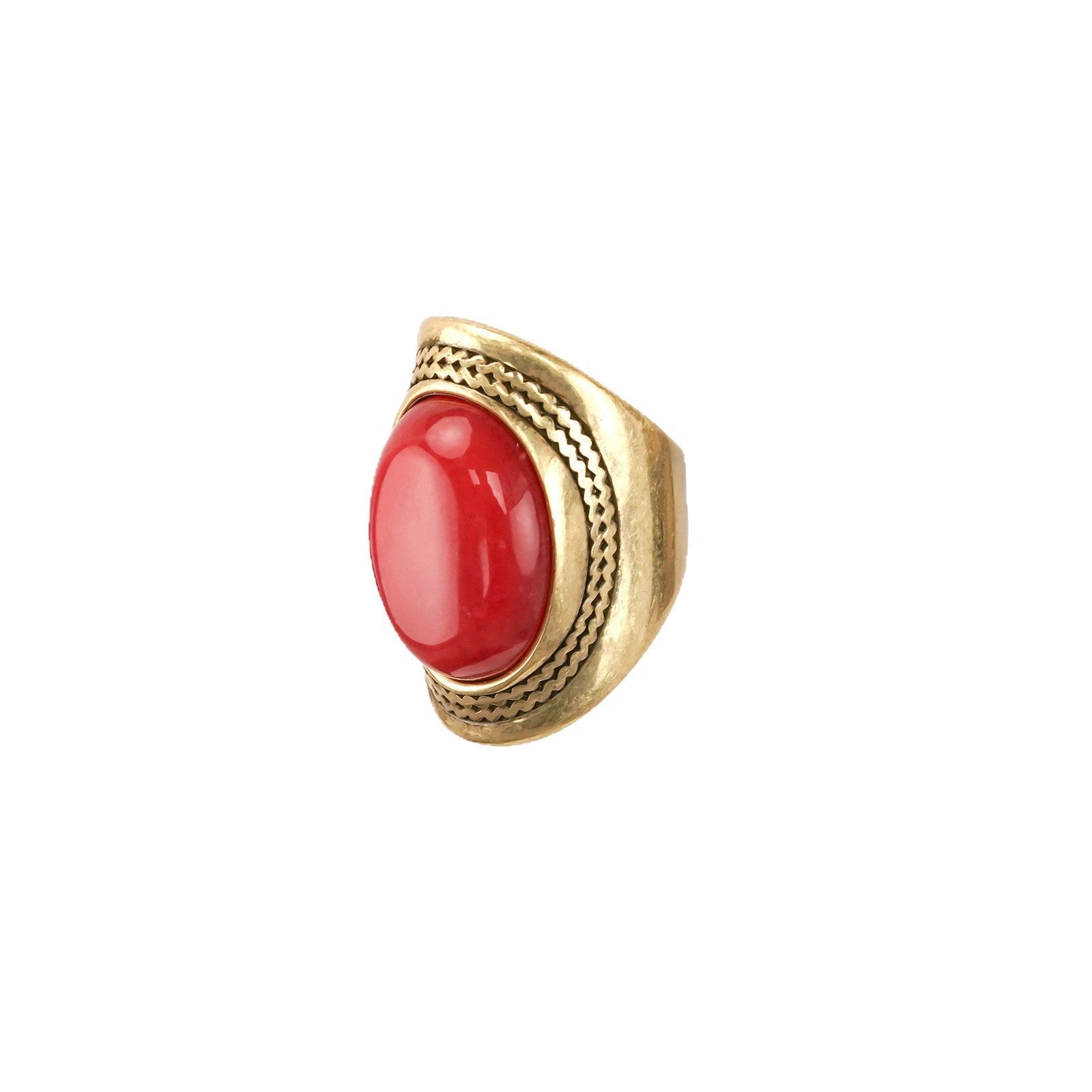Underneath perspective showing the smooth interior construction and comfortable fit of the chunky rings band.