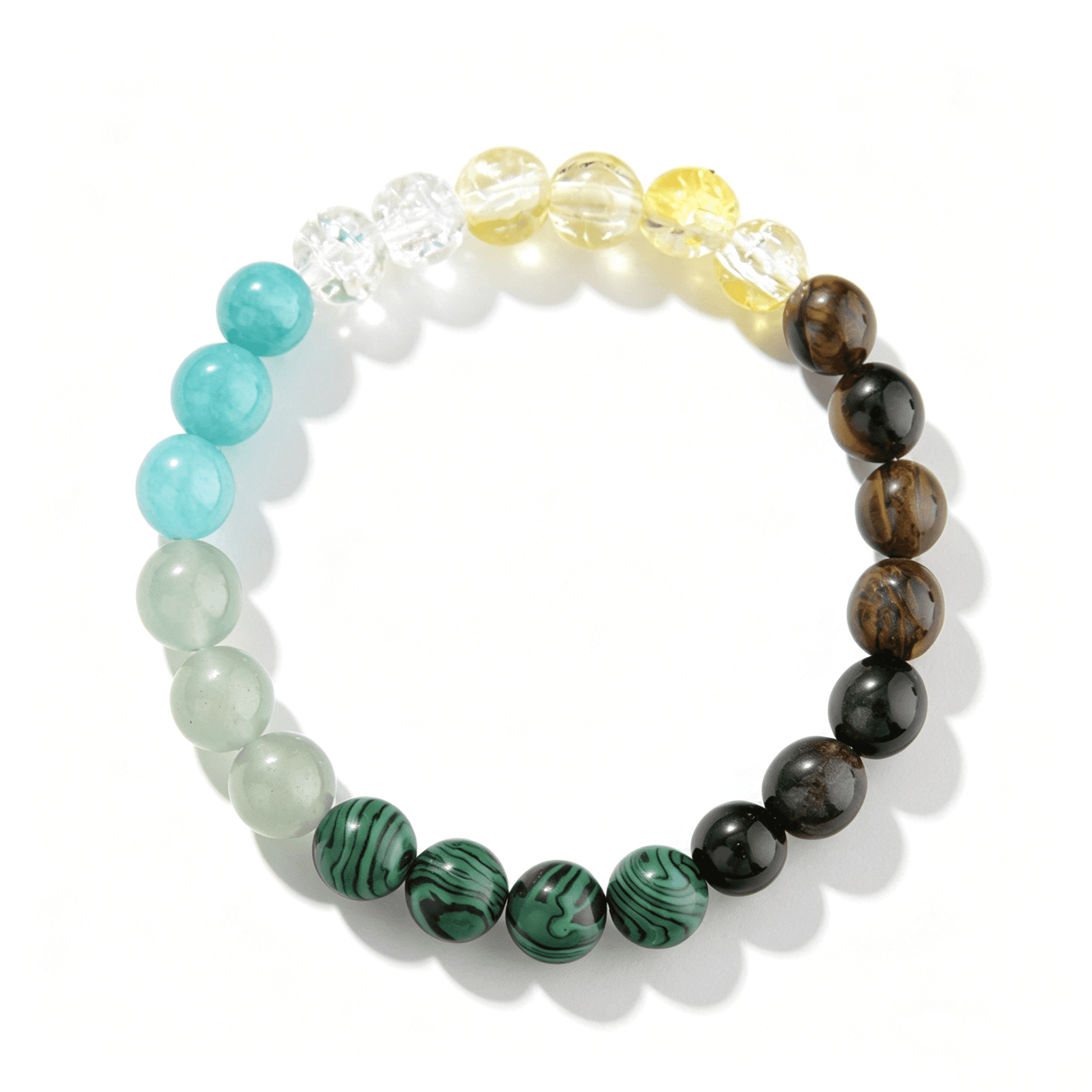 Ever P. vintage style green healing crystal bracelet with strawberry quartz, ideal for a nature-inspired and minimalist jewelry look.