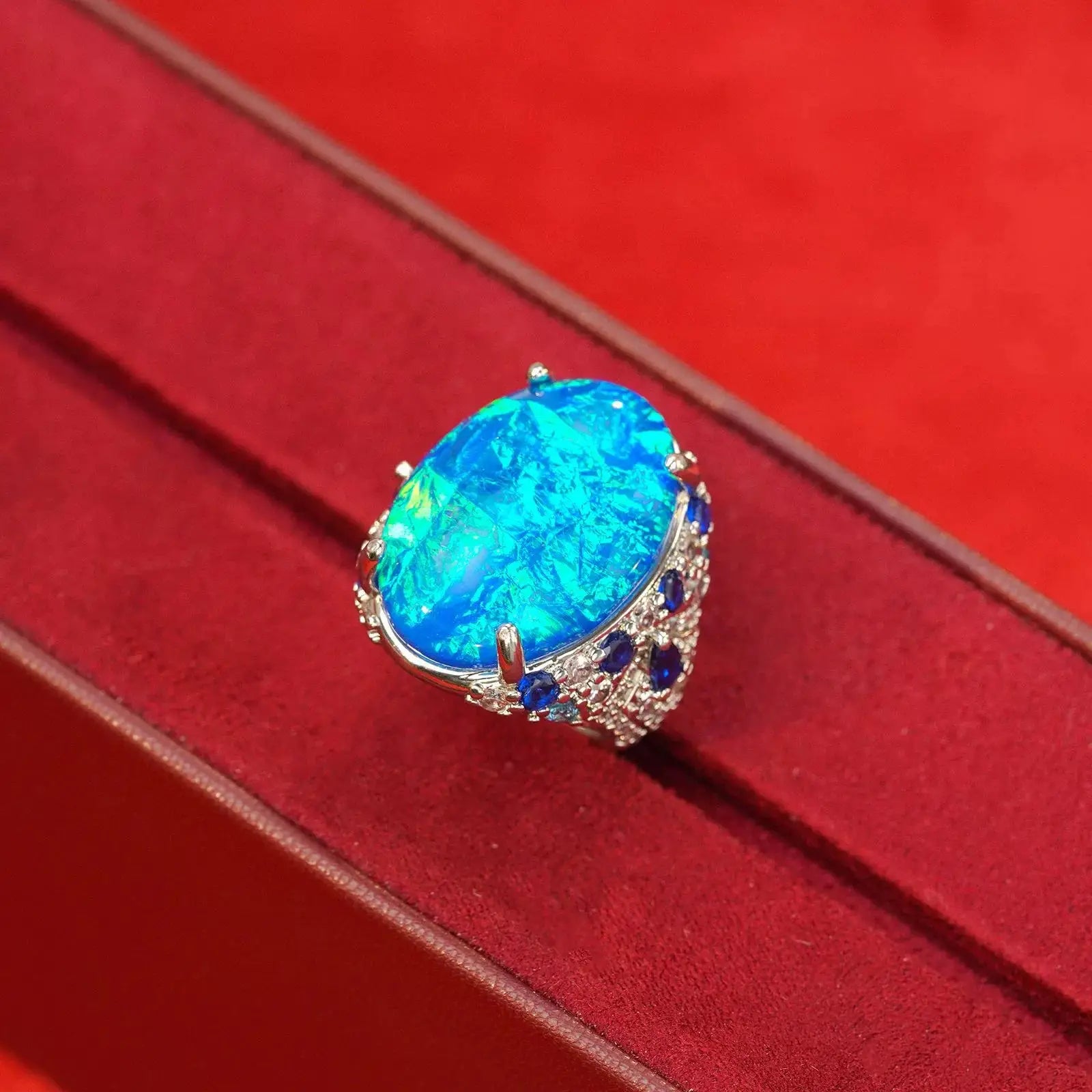 High-definition close-up showcasing the open band structure of the adjustable ring for a comfortable, flexible fit.