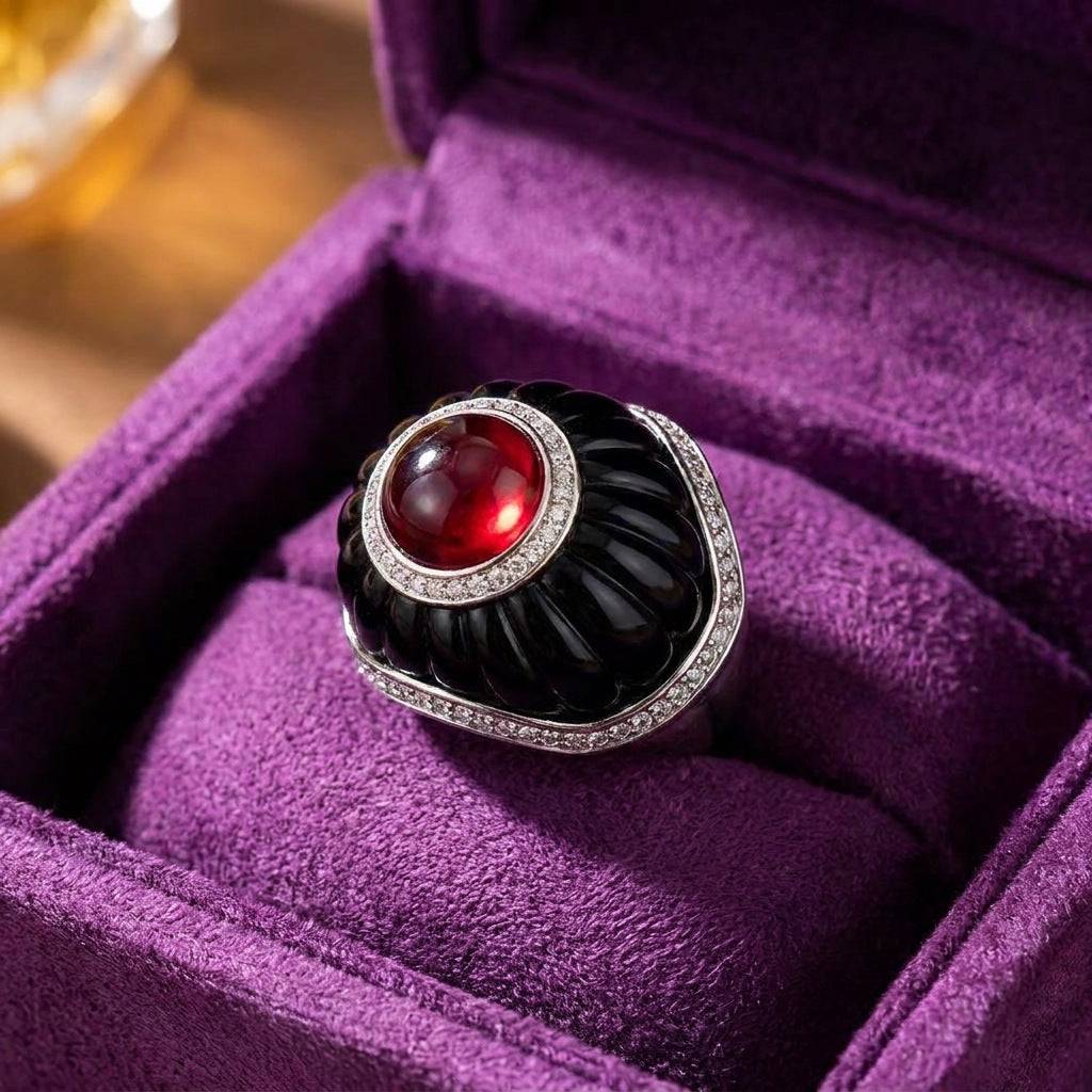 Back angle perspective of the statement rings, highlighting the seamless real gold plating and polished dome geometry.