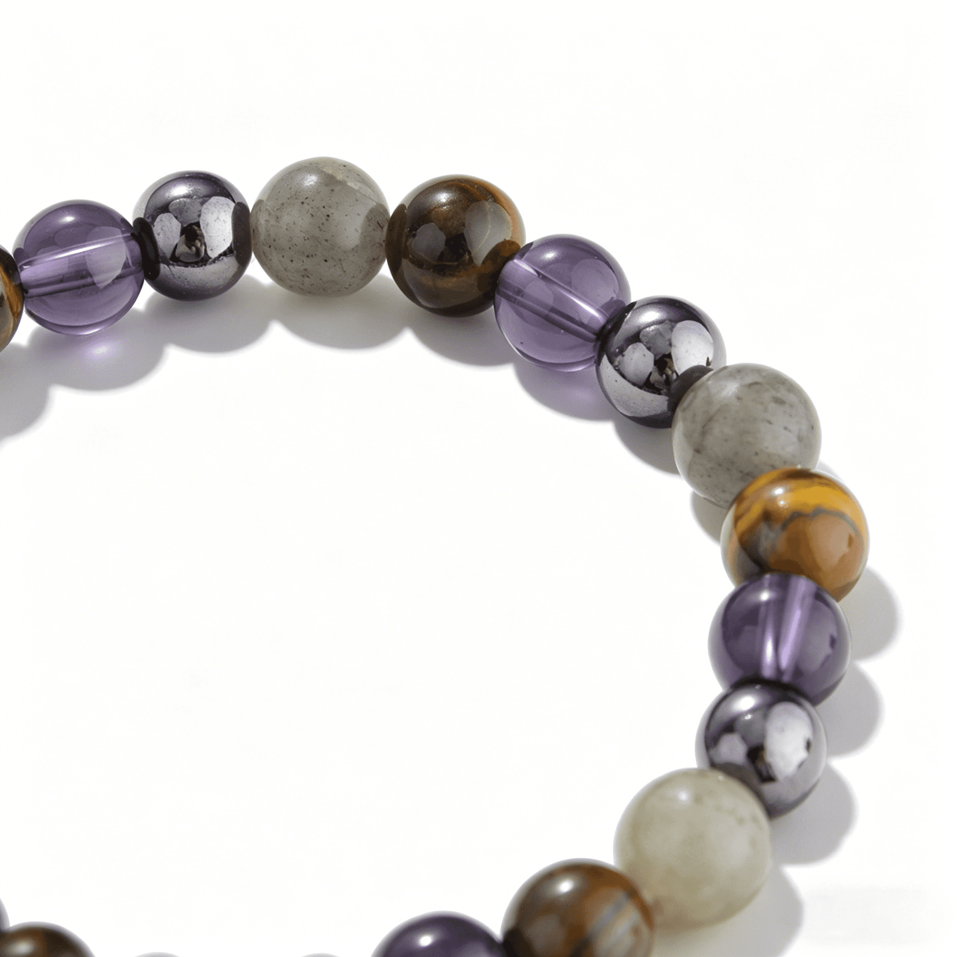 Ever P. natural violet strawberry quartz beaded bracelet, a dreamy healing crystal bracelet for peace and spiritual balance.