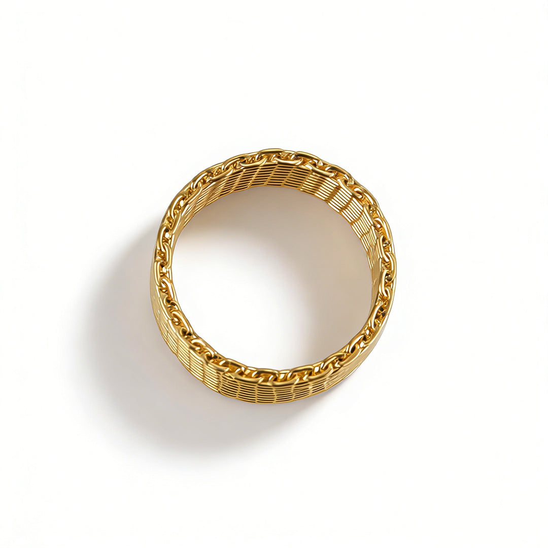 French style abstract line ring, gold plated open band jewelry.