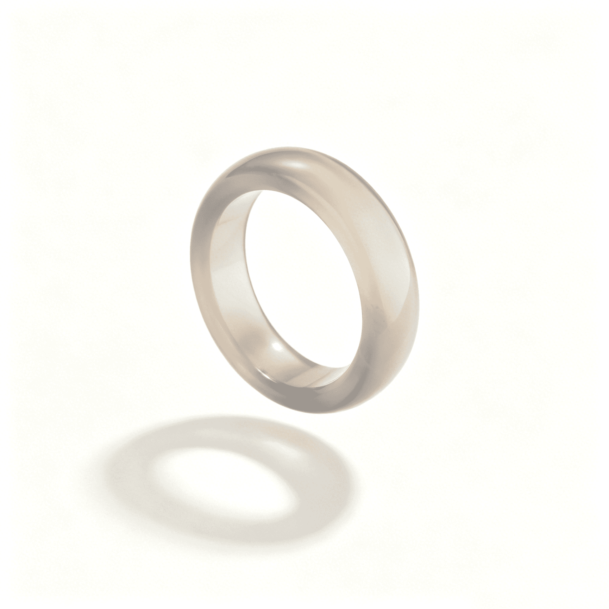 A natural gray chalcedony ring by Ever P., featuring a sophisticated smoky agate band with a smooth, translucent finish.
