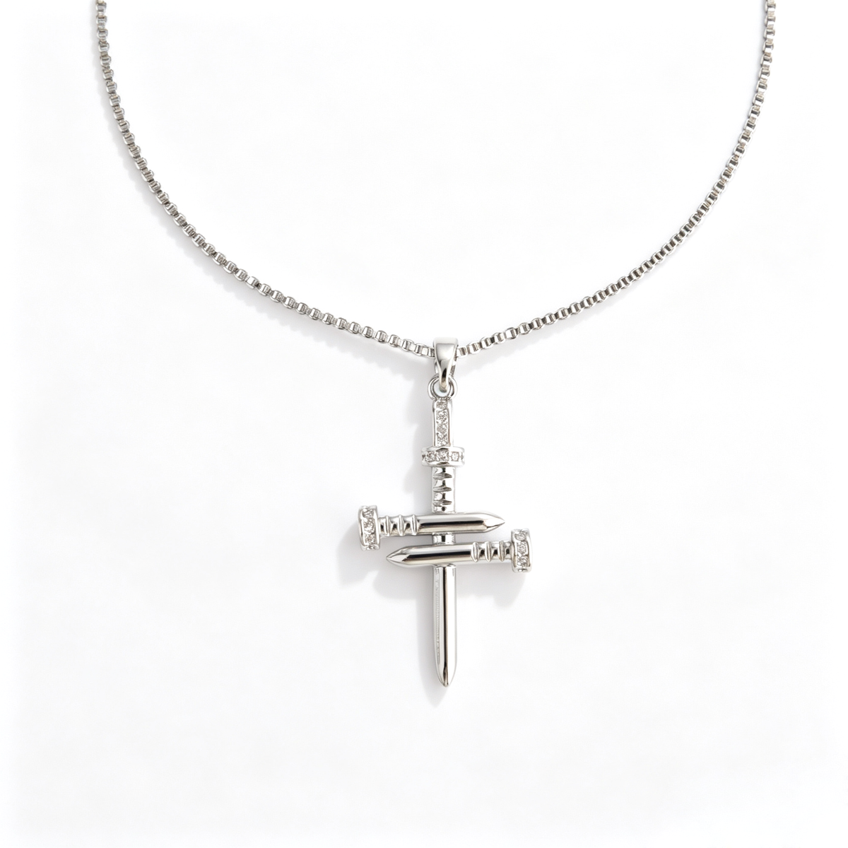 Lobster claw clasp and extender chain on titanium steel box chain necklace
