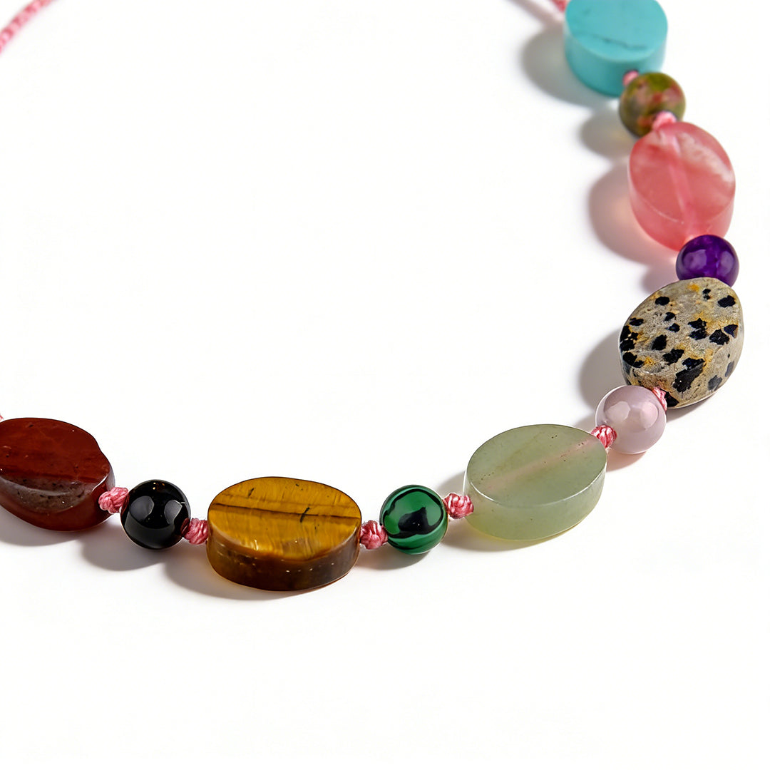 Detailed view of handmade beaded wrap bracelet with high-quality natural stone beads.