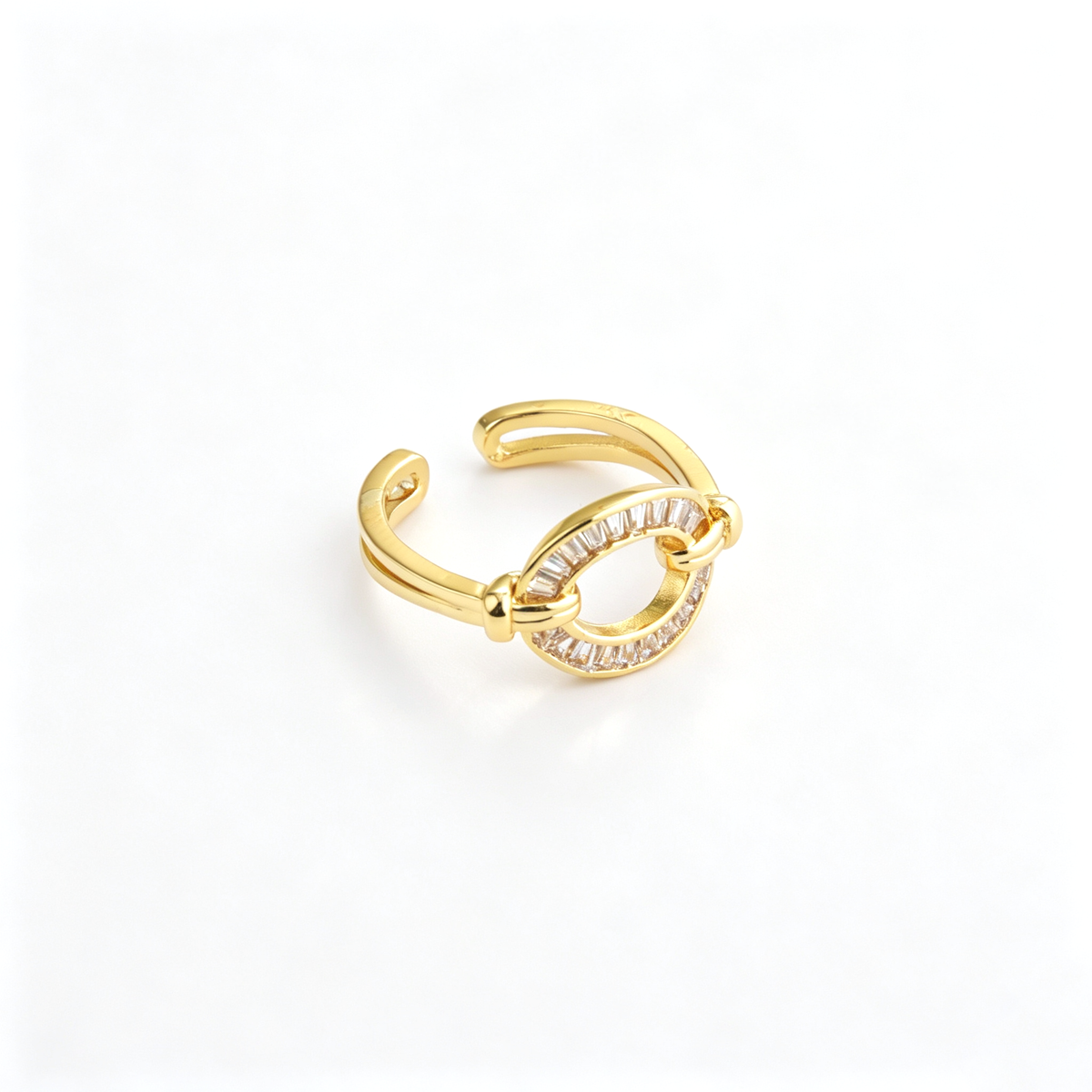 Horseshoe ring viewed from above, showing the open band and curved centerpiece