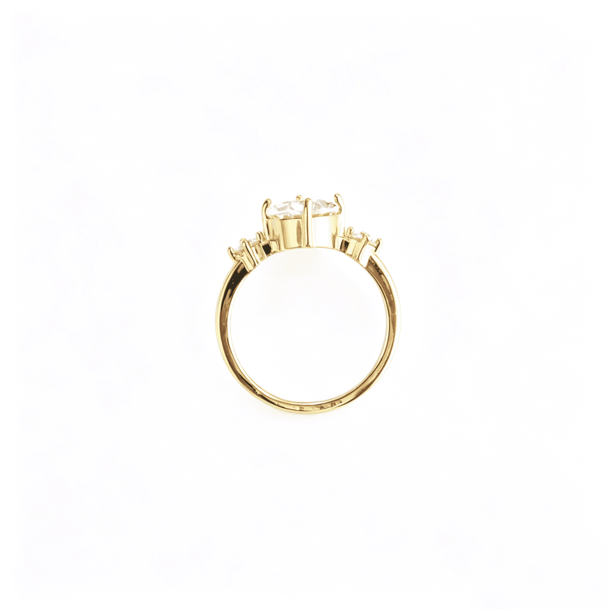 Perfect circular back view of the fixed 16.5mm inner diameter polished gold-plated wedding style band.