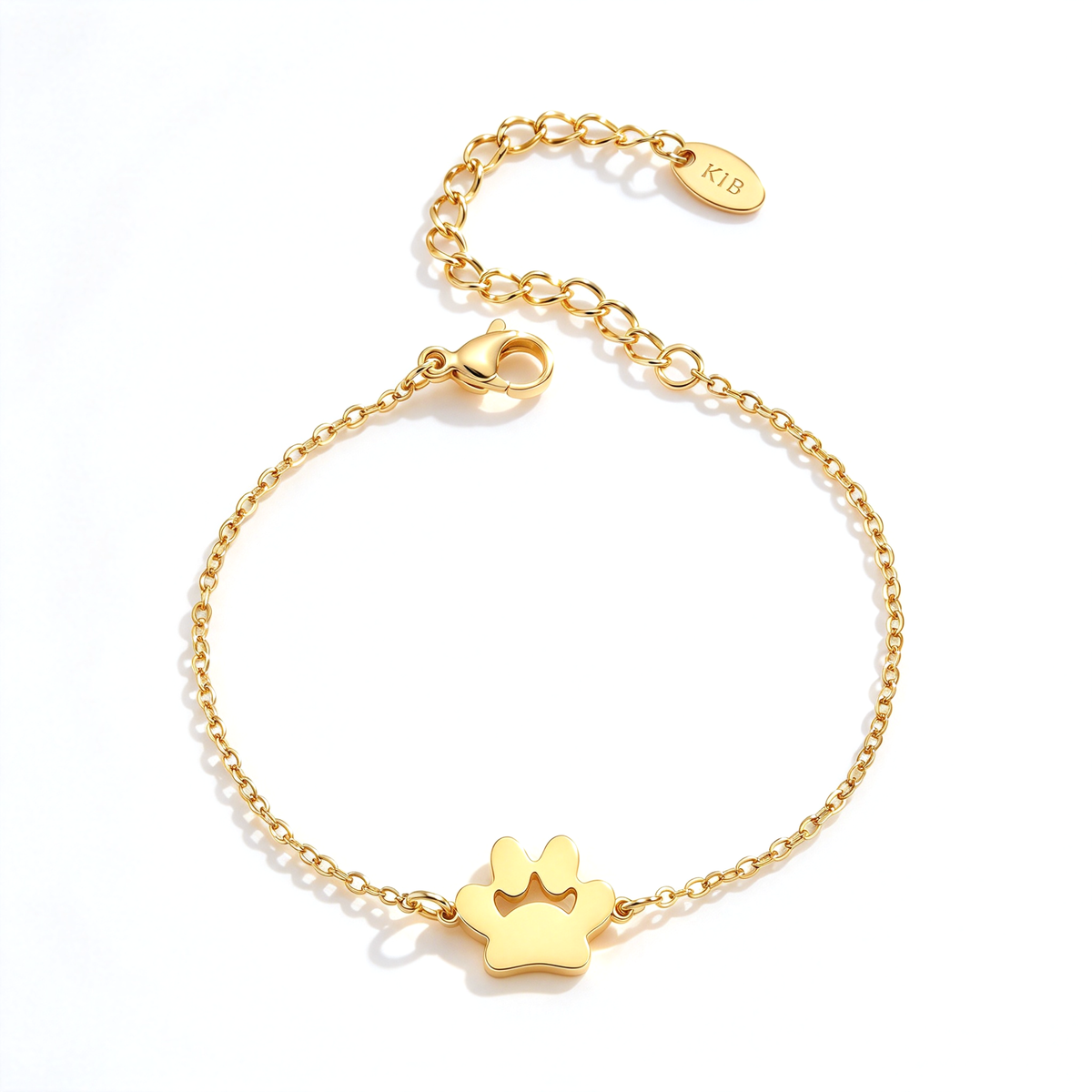 Single paw charm bracelet displayed in a circular shape with the chain and clasp visible.