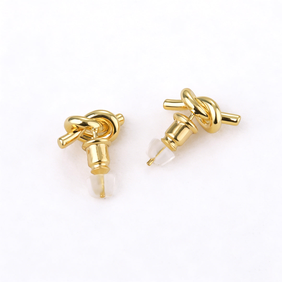 Small gold earrings with premium silver posts, designed for sensitive ears and all-day comfort.