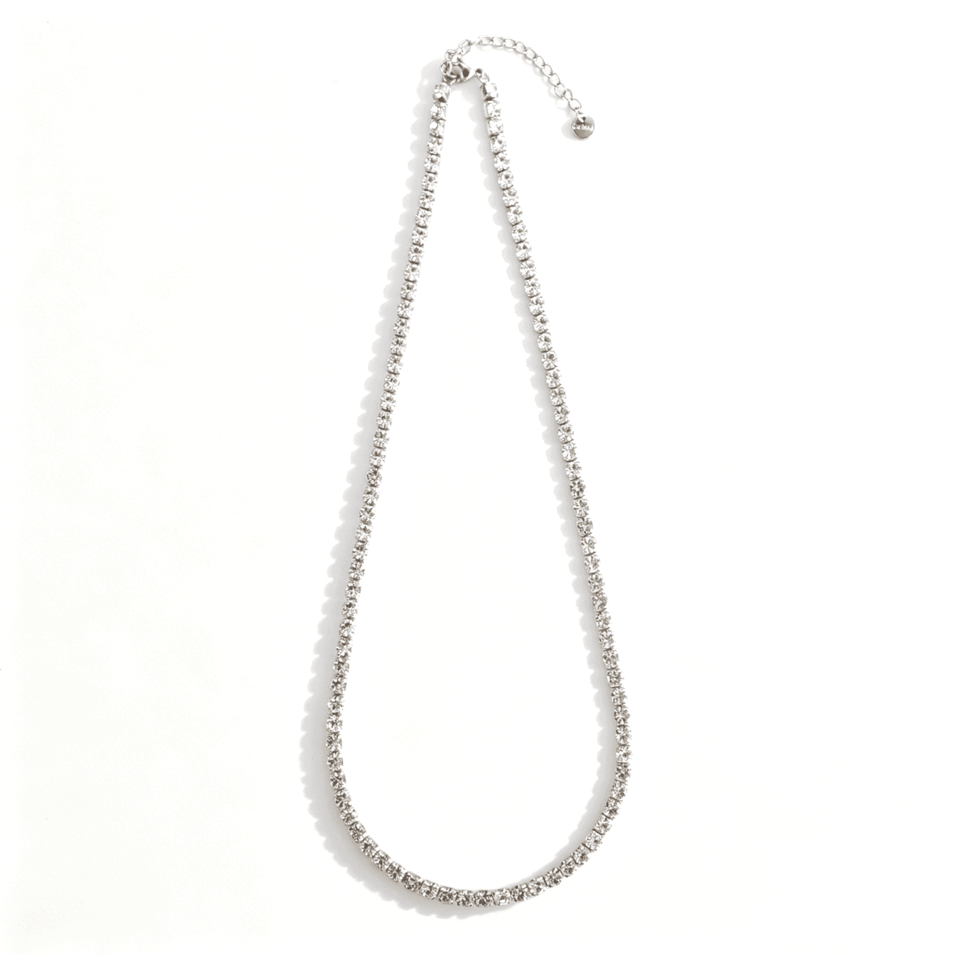 Full-length silver-tone cubic zirconia tennis necklace with extender chain