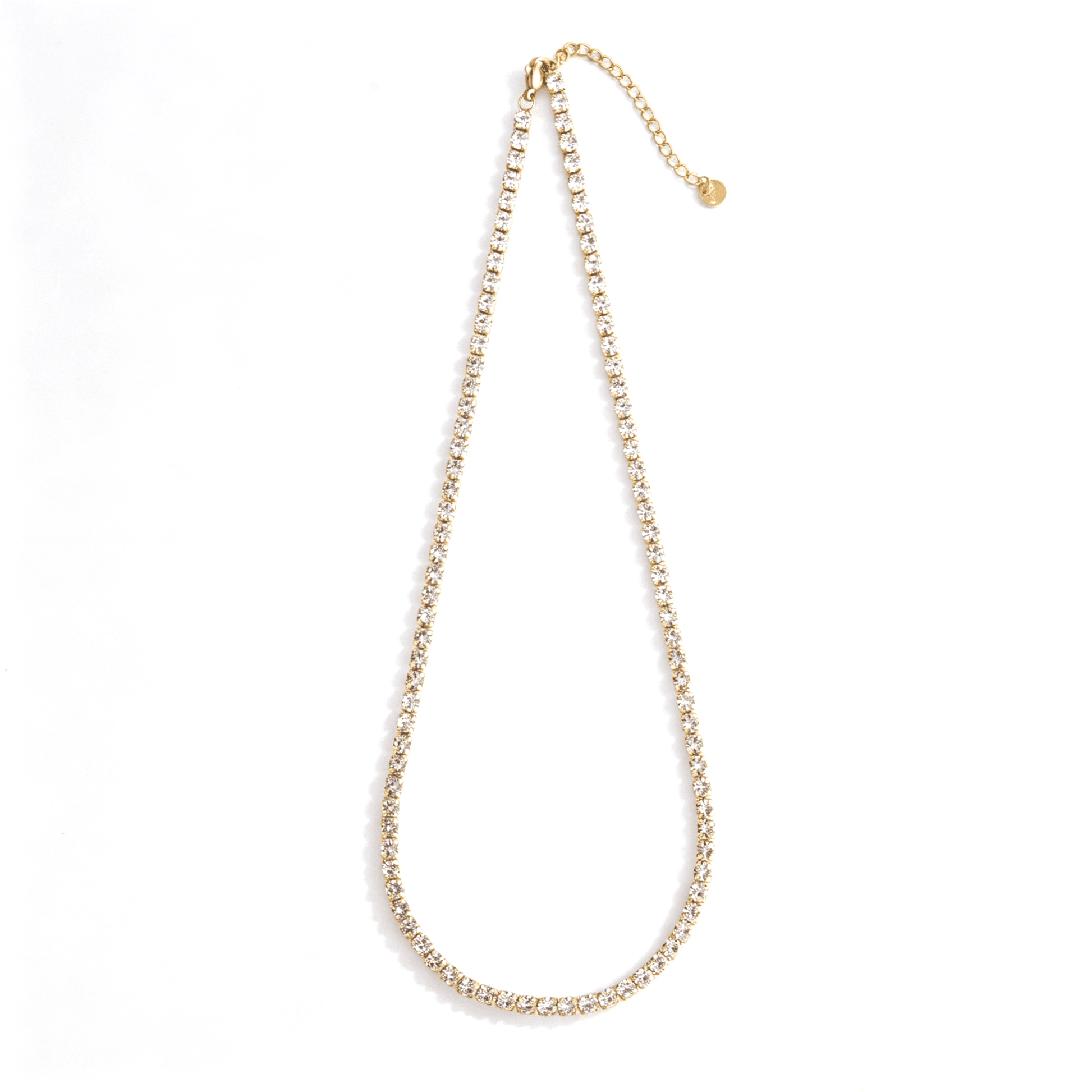 Full-length gold-tone cubic zirconia tennis necklace with extender chain