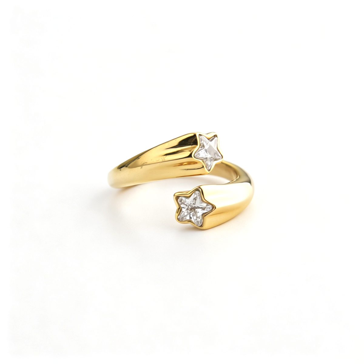 Star ring viewed from above, showing the open band and two decorative end accents