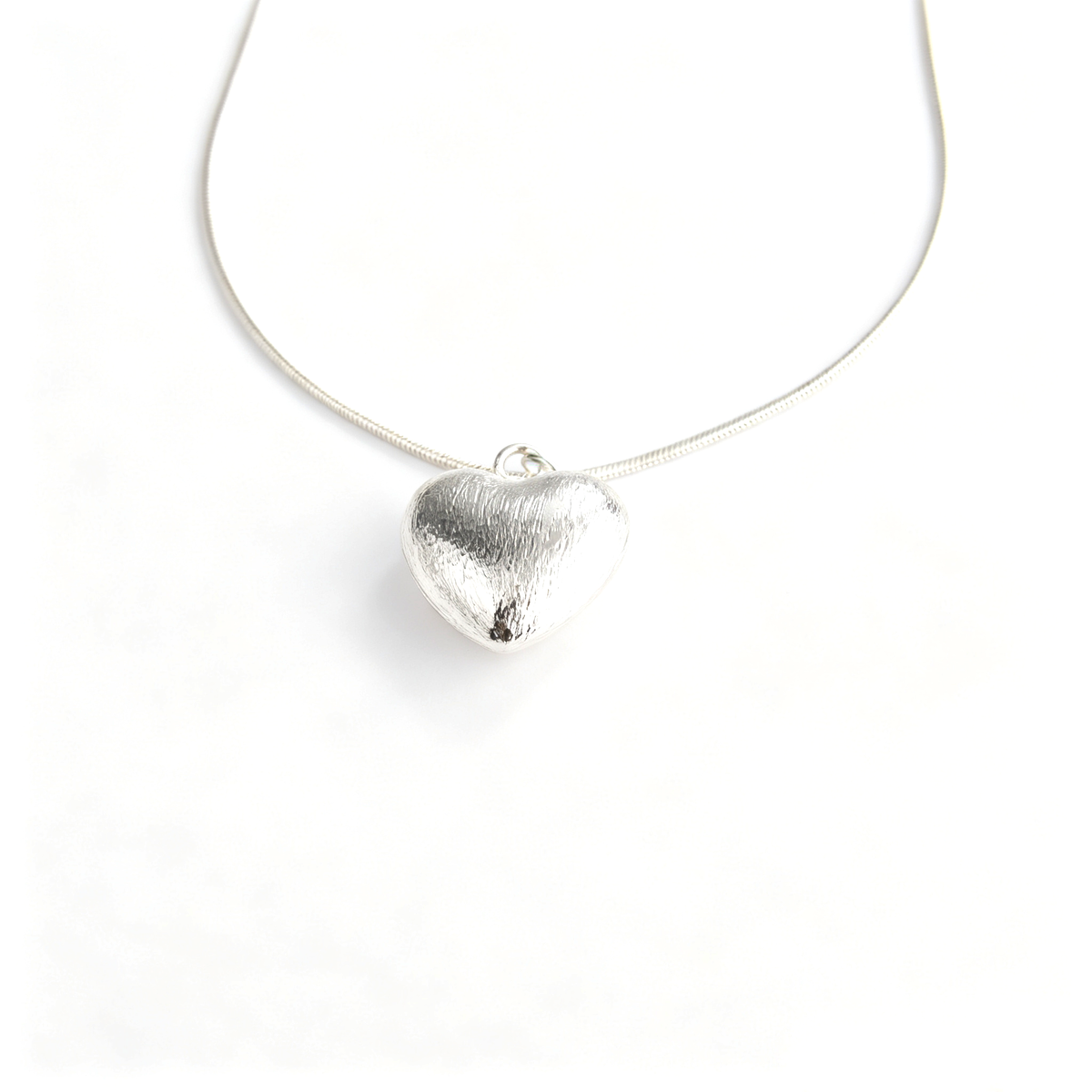 Adjustable sliding stopper bead clasp detail on silver plated brass snake chain