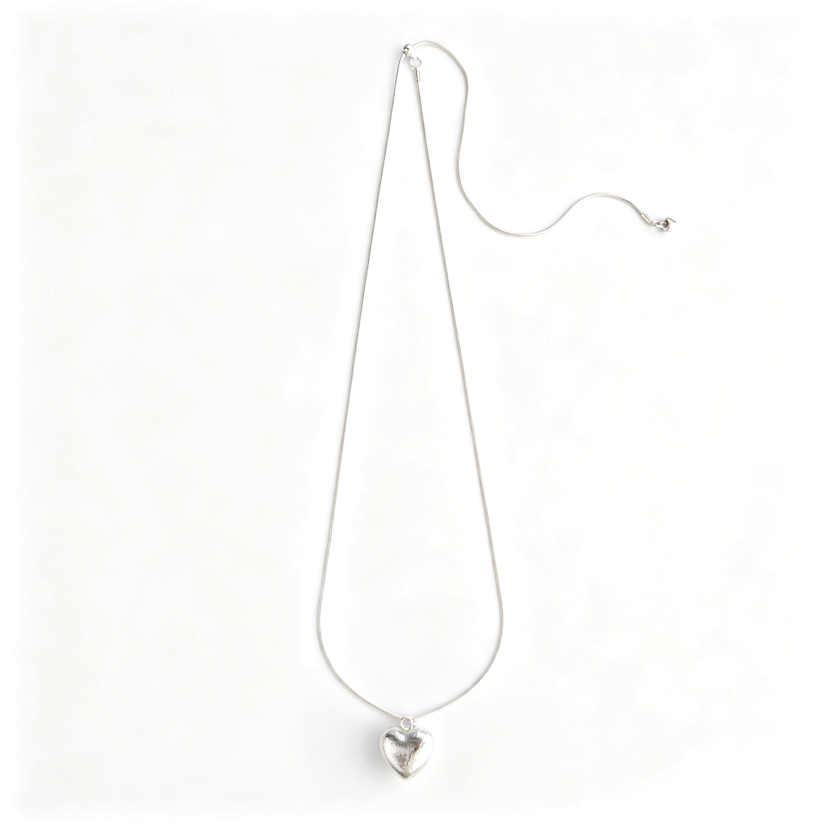 Mini heart charm accent at the end of adjustable slider necklace chain