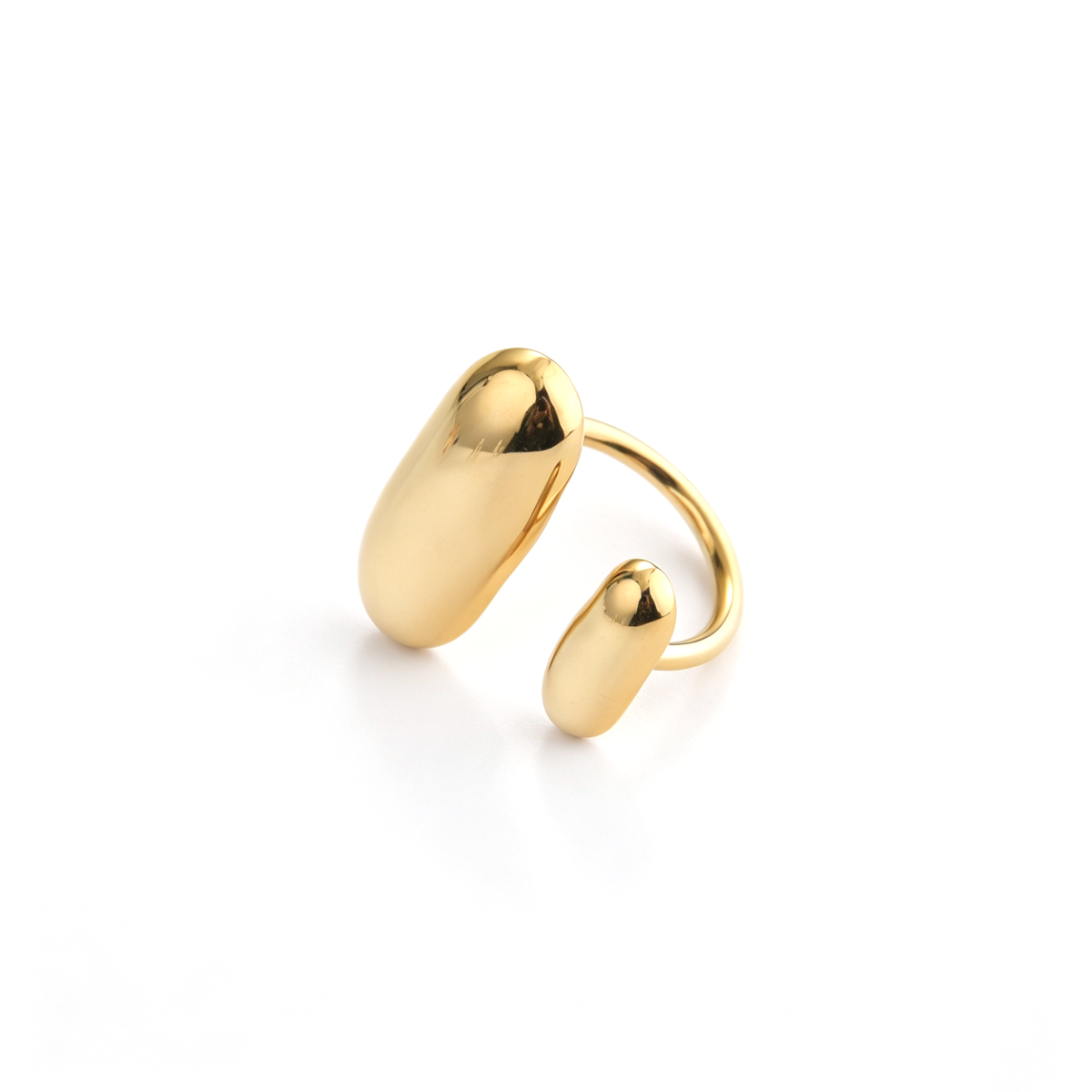 Open cuff ring shown from a close side angle, highlighting the smooth curved band